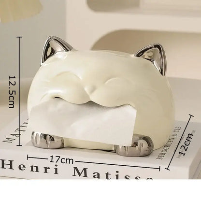 Cute white ceramic poodle cartoon puppy tissue box bedroom decor