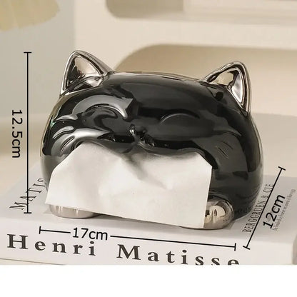 Cute white ceramic poodle cartoon puppy tissue box bedroom decor