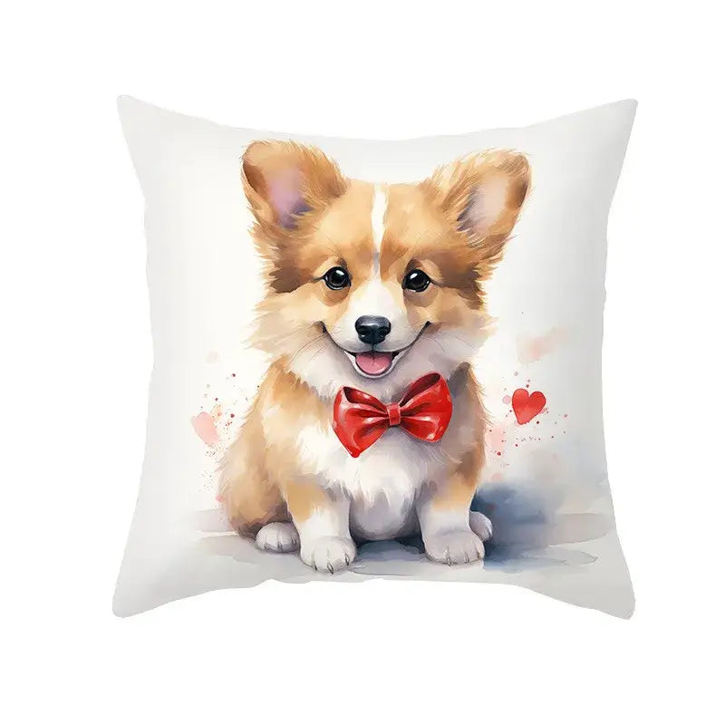Cute white & cream dog print cushion cover bedroom heart decor