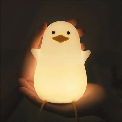 Cute white duck silicone night light bedroom dimming touch lamp