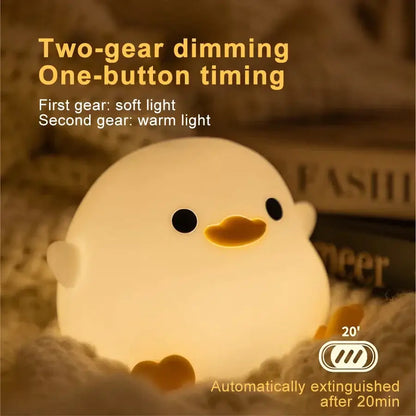 Cute white duck silicone night light bedroom dimming touch lamp