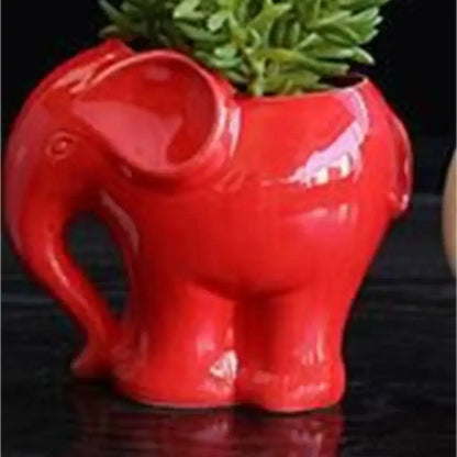 Cute white elephant succulent planter bedroom ceramic flowerpot