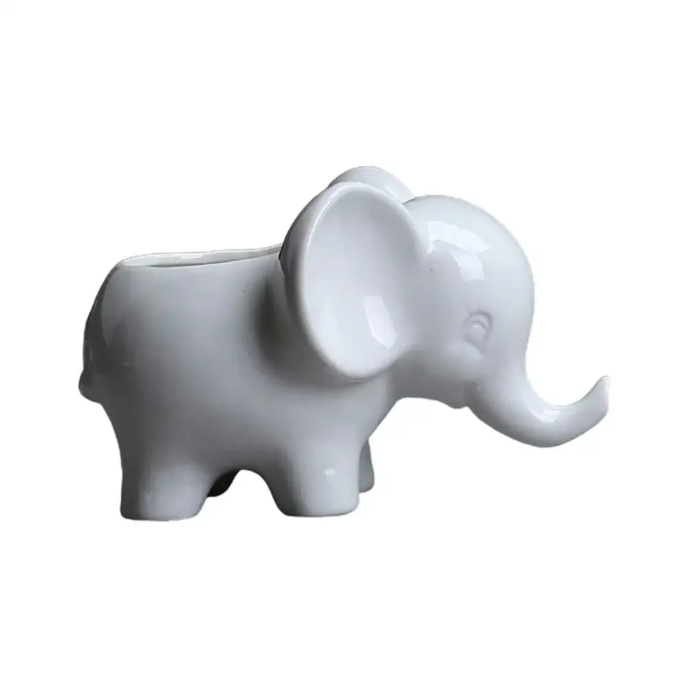 Cute white elephant succulent planter bedroom ceramic flowerpot