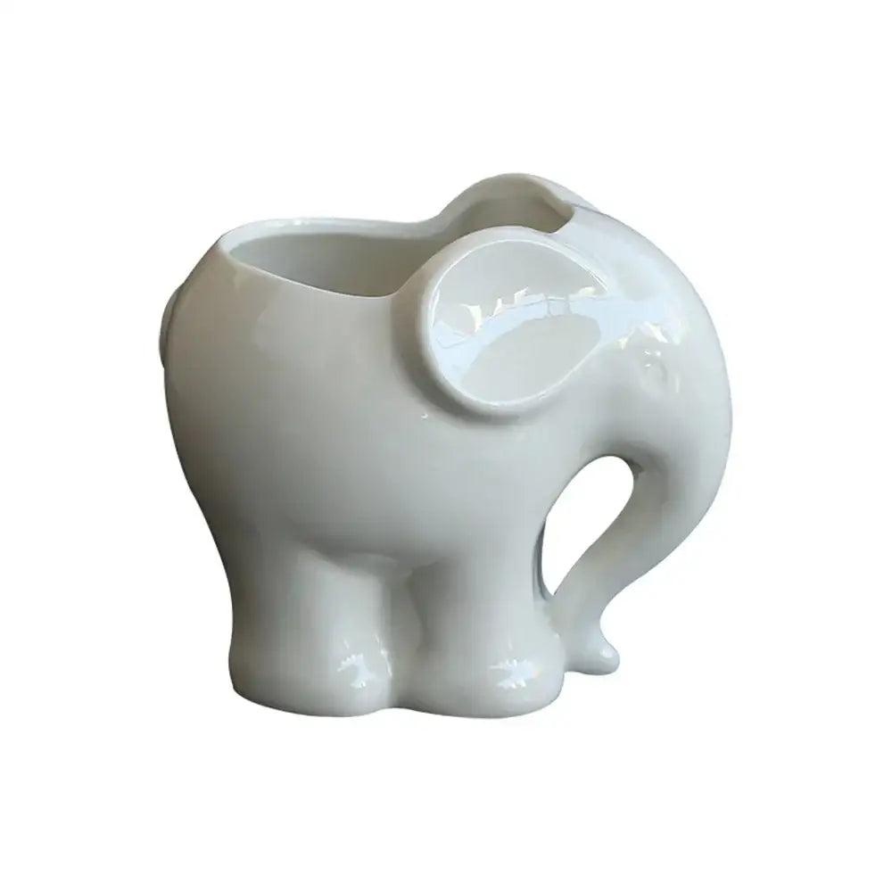 Cute white elephant succulent planter bedroom ceramic flowerpot