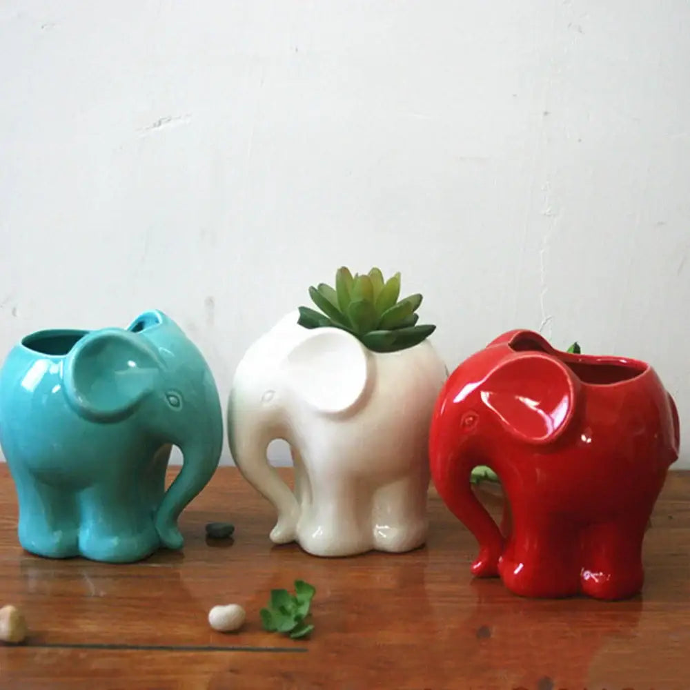 Cute white elephant succulent planter bedroom ceramic flowerpot