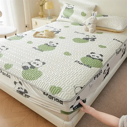 Cute white floral cartoon pattern cooling fitted sheet bedroom