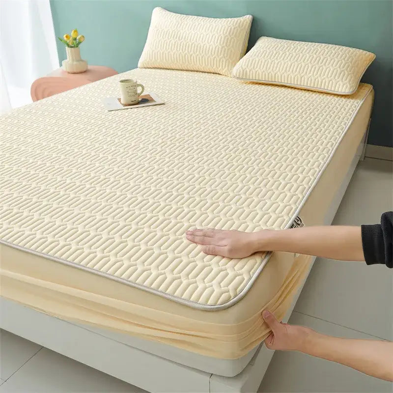 Cute white floral cartoon pattern cooling fitted sheet bedroom