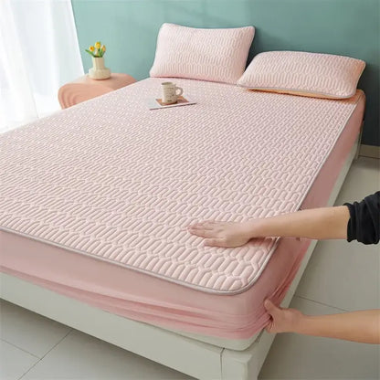 Cute white floral cartoon pattern cooling fitted sheet bedroom