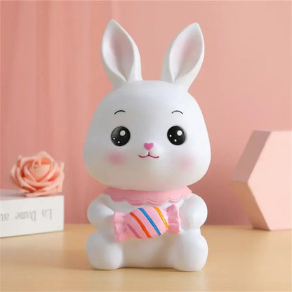 Cute white rabbit ceramic bunny piggy bank – kids bedroom money box
