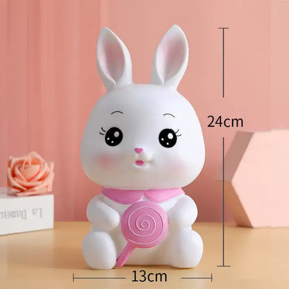 Cute white rabbit ceramic bunny piggy bank – kids bedroom money box
