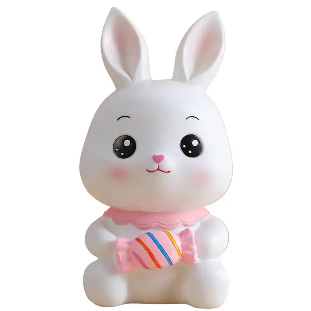 Cute white rabbit ceramic bunny piggy bank – kids bedroom money box