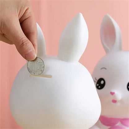 Cute white rabbit ceramic bunny piggy bank – kids bedroom money box