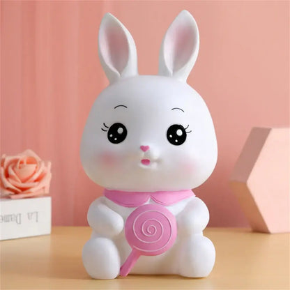 Cute white rabbit ceramic bunny piggy bank – kids bedroom money box
