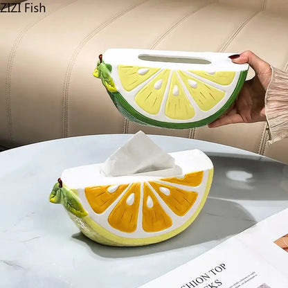 Cute yellow lemon ceramic tissue box bedroom table decor