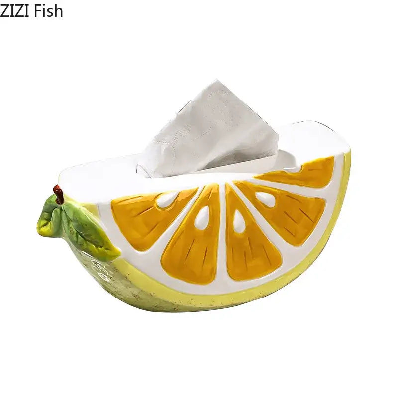 Cute yellow lemon ceramic tissue box bedroom table decor