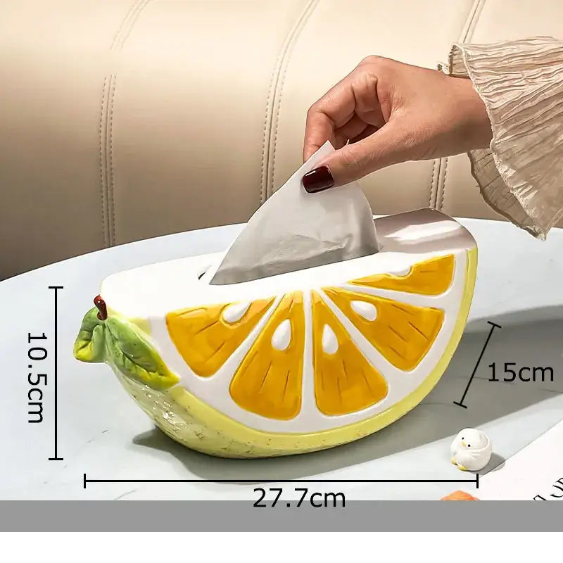 Cute yellow lemon ceramic tissue box bedroom table decor