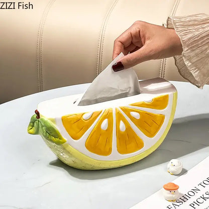 Cute yellow lemon ceramic tissue box bedroom table decor