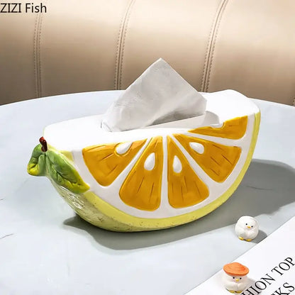 Cute yellow lemon ceramic tissue box bedroom table decor