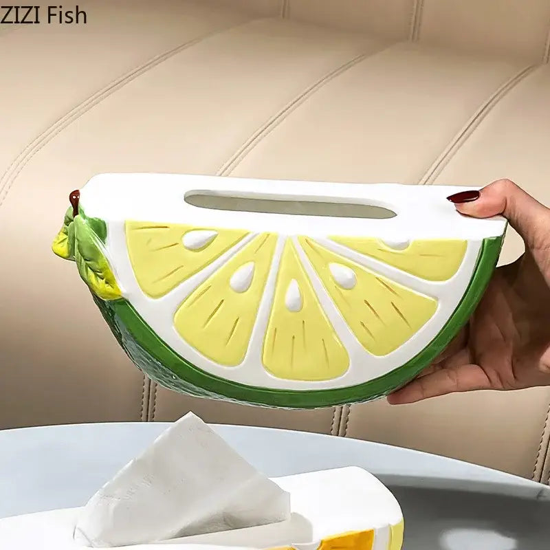 Cute yellow lemon ceramic tissue box bedroom table decor