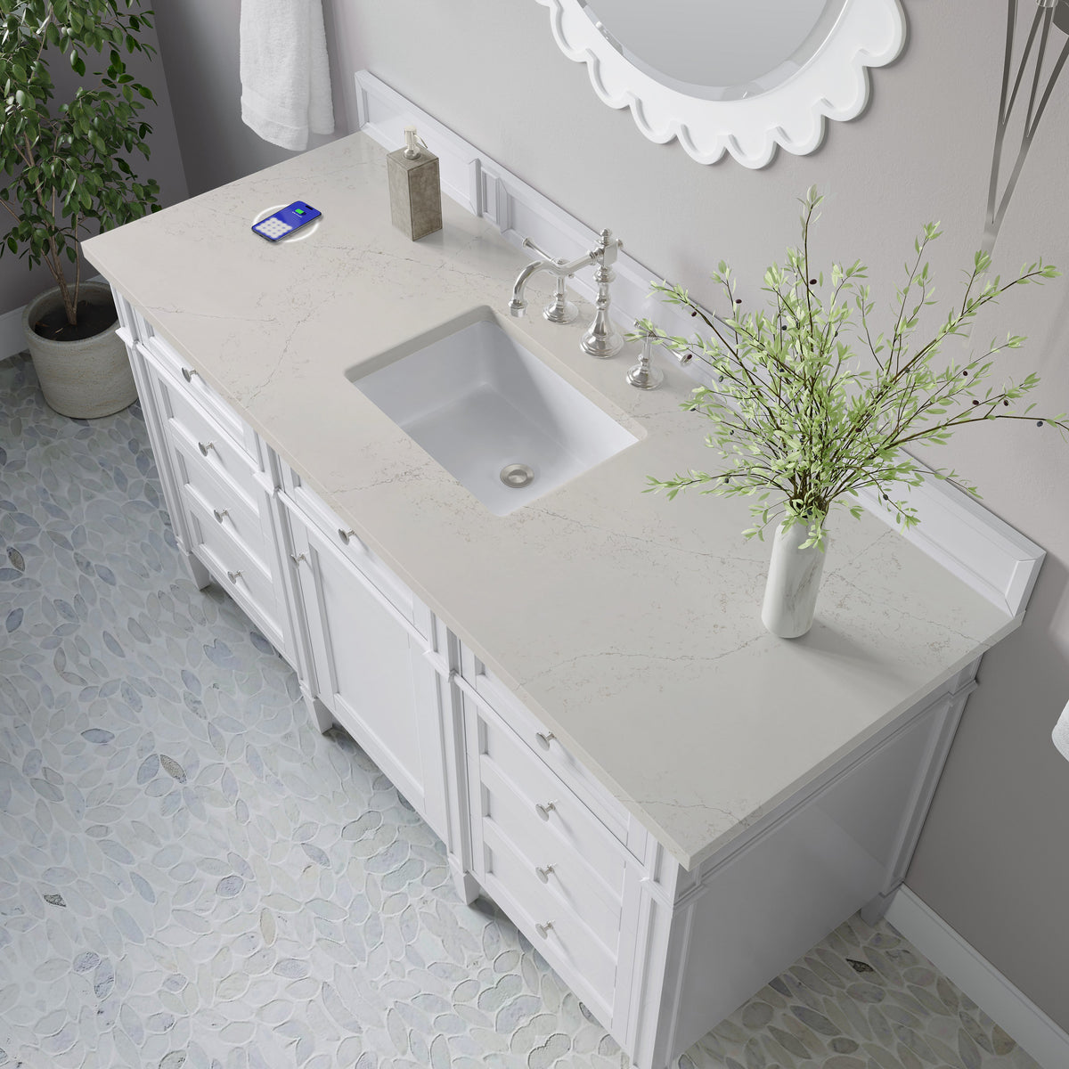 James Martin Brittany 60" Single Bathroom Vanity, Bright White