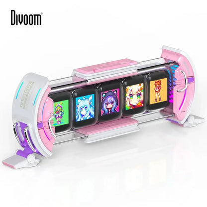 Cyberpunk pixel art clock silver & pink rgb display bedroom decor