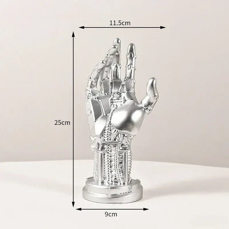 Cyberpunk silver & gold mechanical arm desktop stand gaming decor