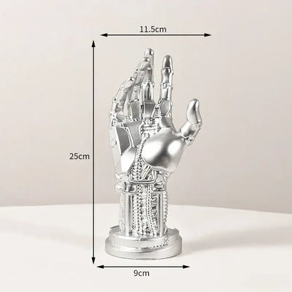 Cyberpunk silver & gold mechanical arm desktop stand gaming decor