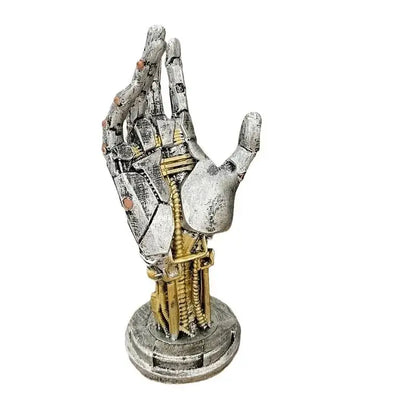 Cyberpunk silver & gold mechanical arm desktop stand gaming decor