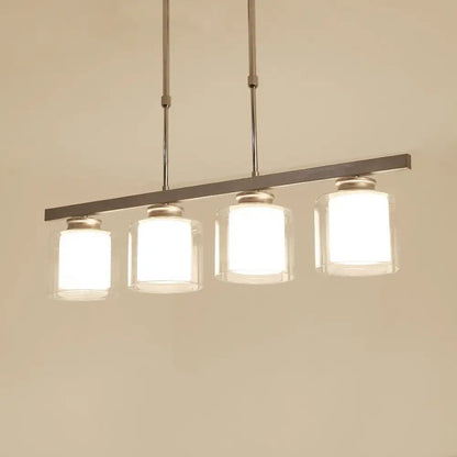 DecorBites™ Cylinder Island Pendant Light Fixture - Modern Black/Silver, Clear Glass - Ideal for Kitchen