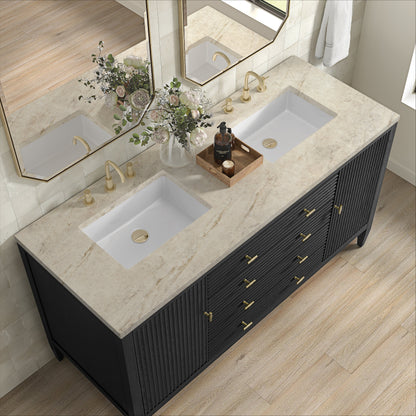 James Martin Myrrin 60" Double Bathroom Vanity, Carbon Oak