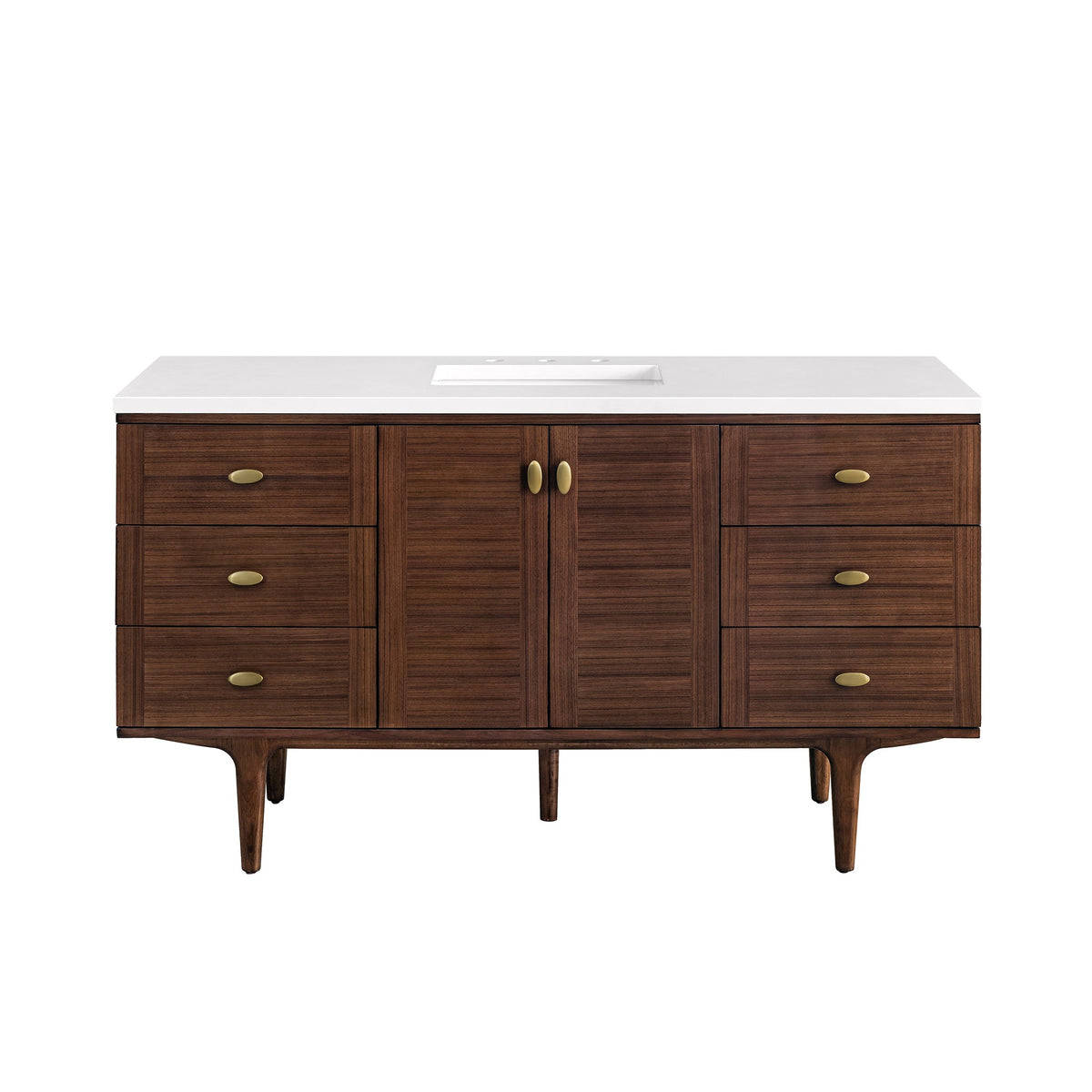 James Martin Amberly 60" Dual Mount Single Bathroom Vanity, Mid-Century Walnut