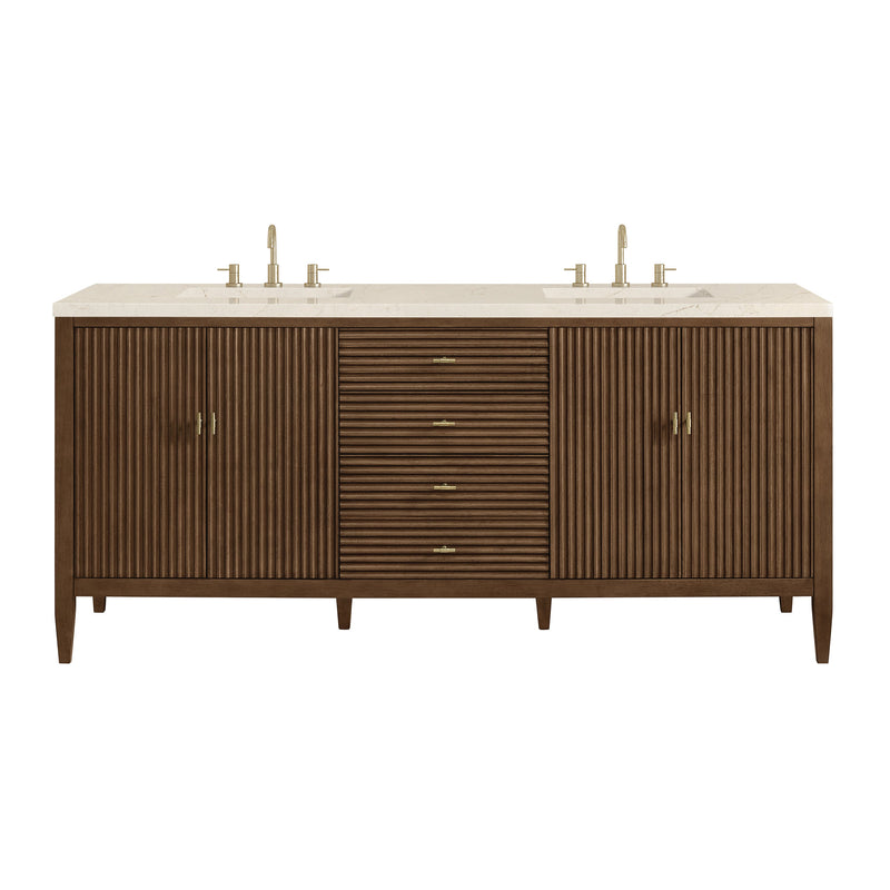 James Martin Myrrin 72" Double Bathroom Vanity, Mid-Century Walnut