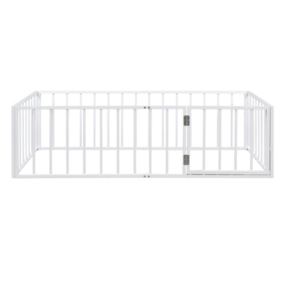 Metal Floor Bed Frame With Fence And Door
