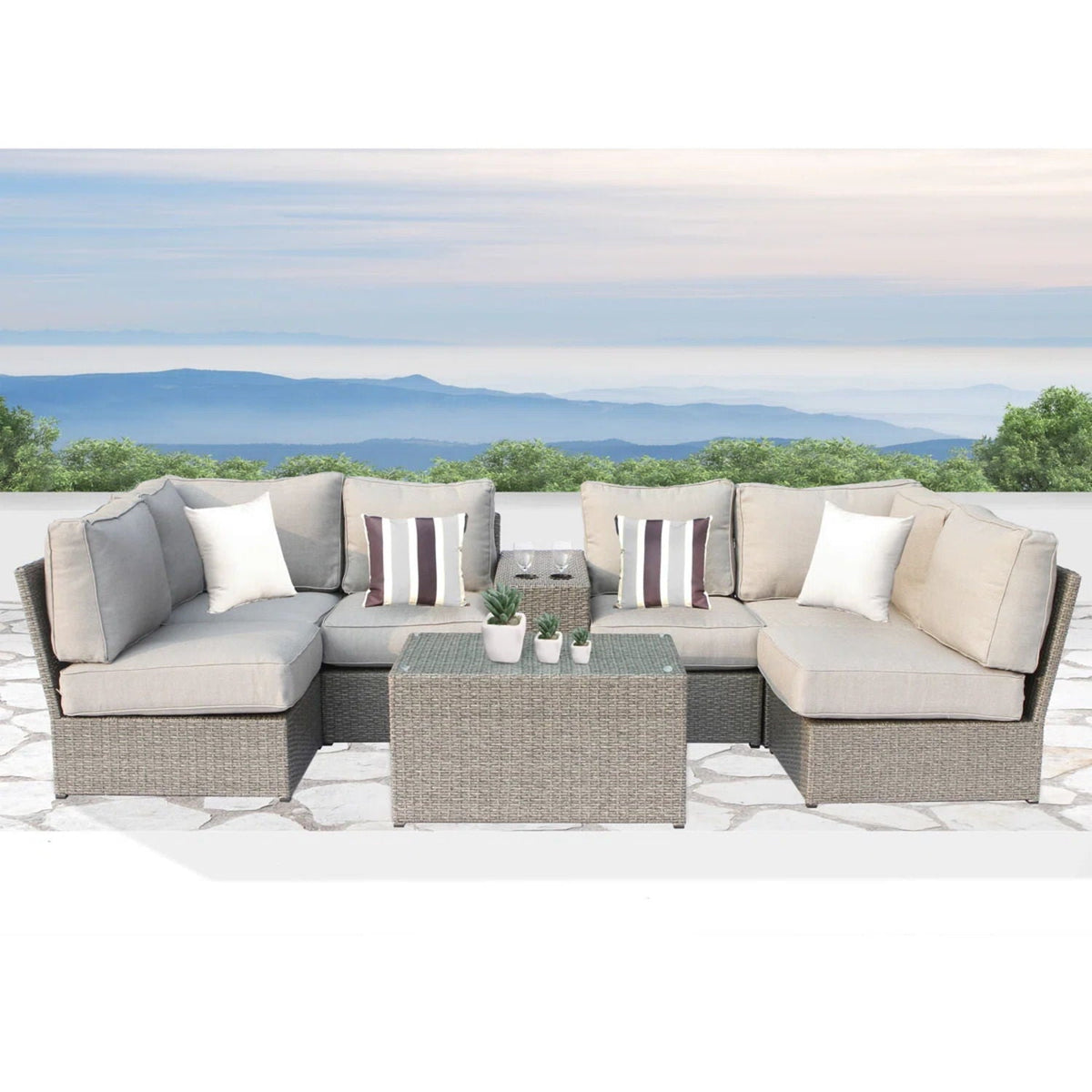 Stylish Modular Wicker Patio Seating Group