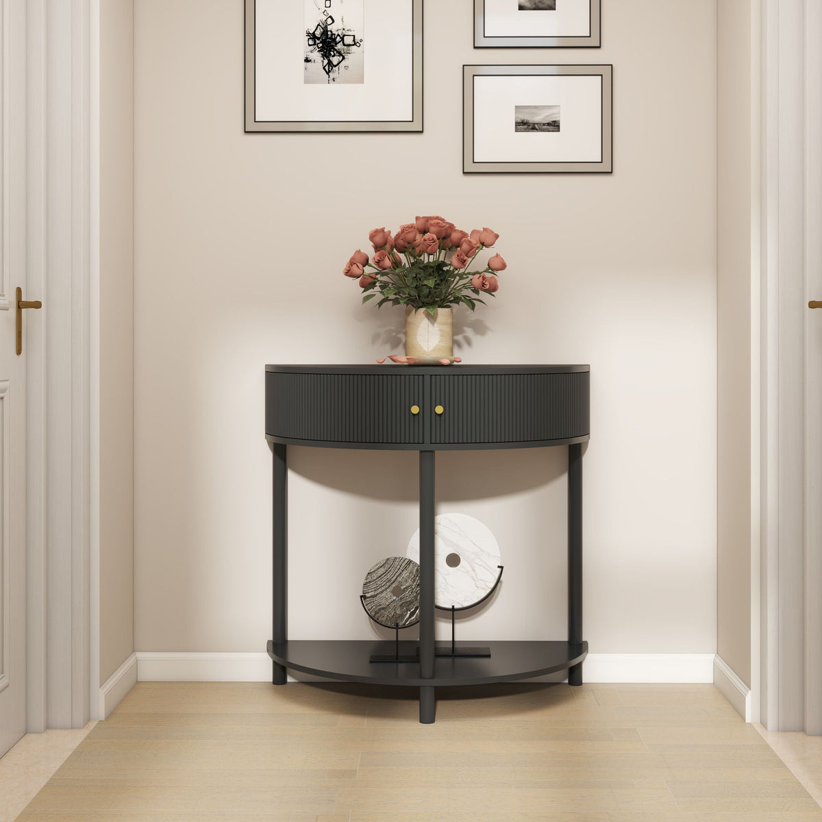 Demi Lune - Console Table With 2 Storage Drawers