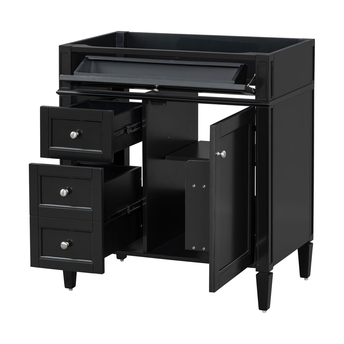 Bathroom Vanity With 2 Drawers And Tip-Out Drawer, Storage Cabinet