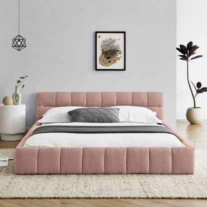 Modern Platform Bed Frame With Thick Fabric
