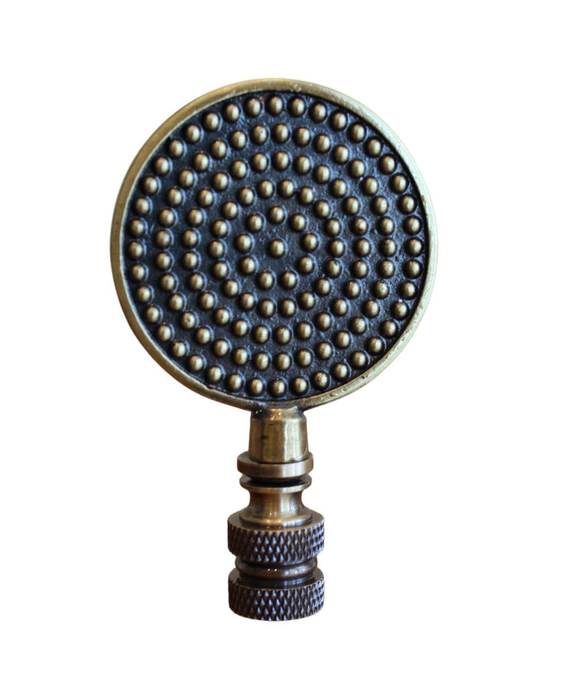Dotted Medallion Decorative Lamp Finial Antique Brass, 3"h