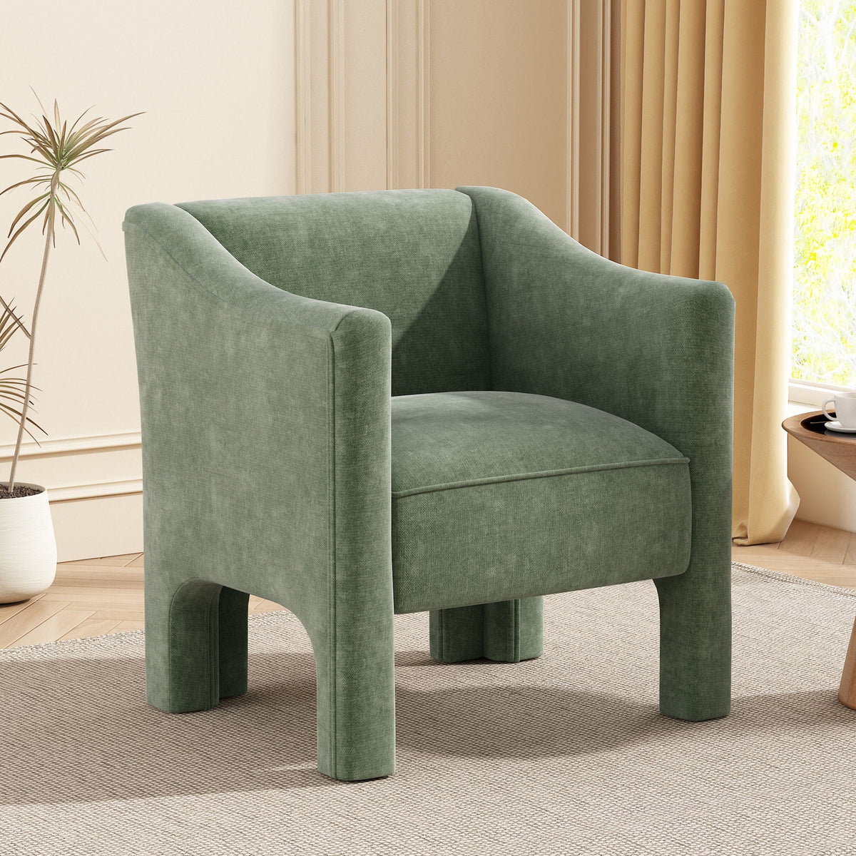 Barrel Accent Chair With Enclosed Arms
