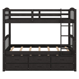 Bunk Bed With Trundle And Drawers, Arched Headboard And Footboard