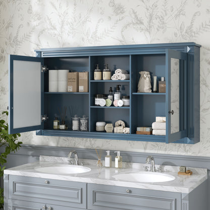 Modern Wall-Mount 2 In 1 Mirror Cabinet With Adjustable Shelves, Soft-Closing Hinges