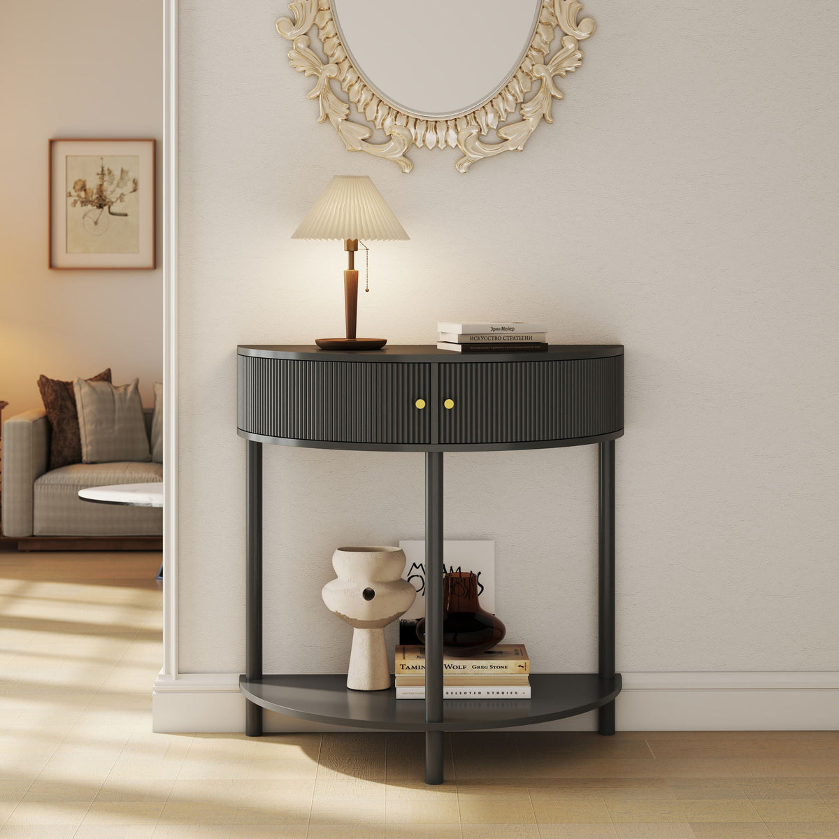 Demi Lune - Console Table With 2 Storage Drawers