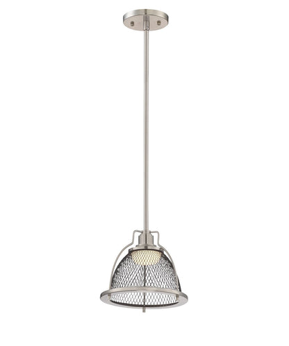 8"W Tex 1-Light Pendant Brushed Nickel / Black