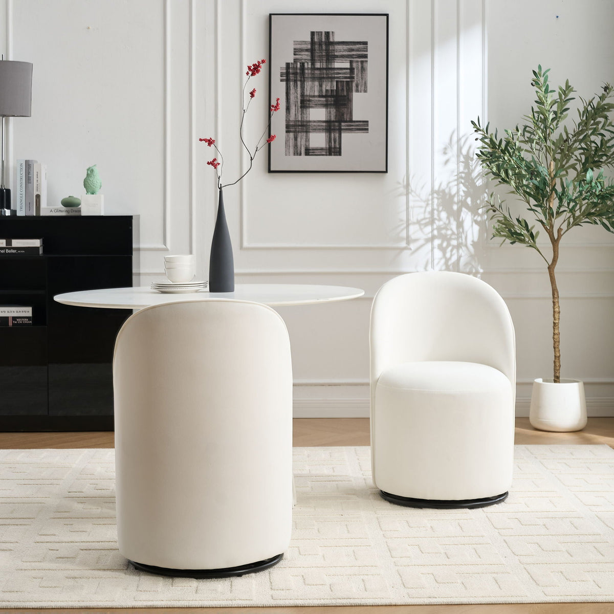 360 Degree Swivel Armless Dining Barrel Chair