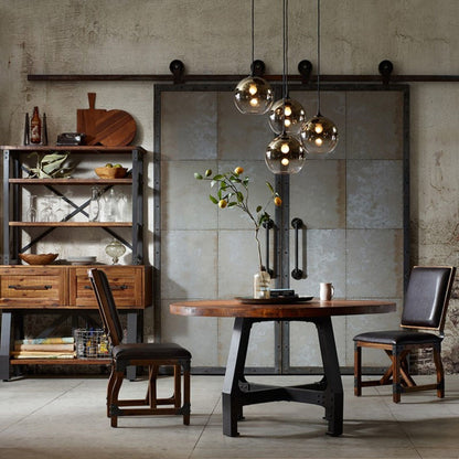 Lancaster - Round Dining / Gathering Table With Adjustable Height - Walnut