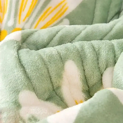 Daisy embroidered mint & white cozy milk velvet blanket bedroom warmth