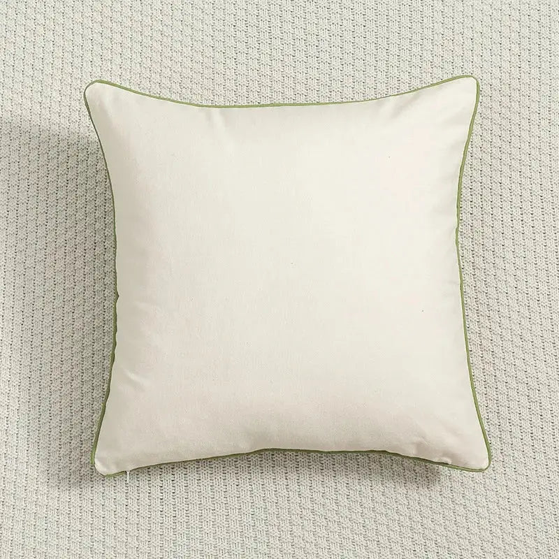 Daisy floral embroidery cream cushion cover living room pillow
