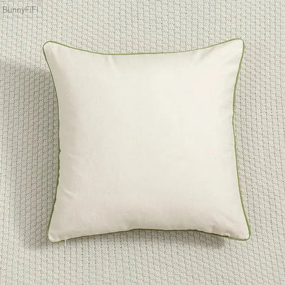 Daisy floral green leaves embroidery cushion cover living room
