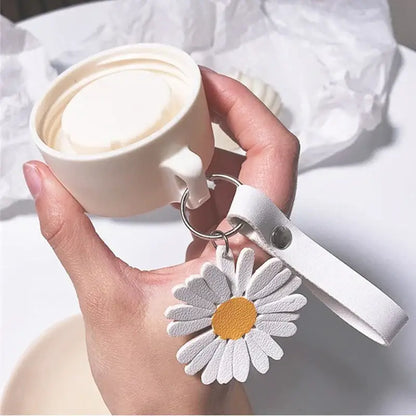 Daisy flower glass water bottle yellow & white kitchen tumbler charm