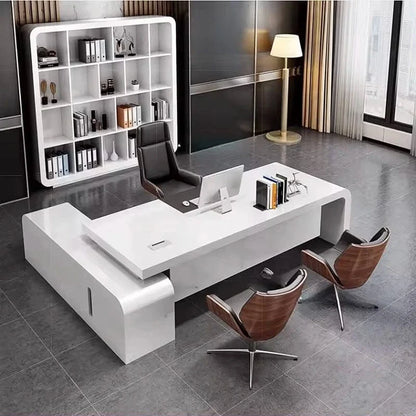 Halcyon · White L-Shaped Executive Desk